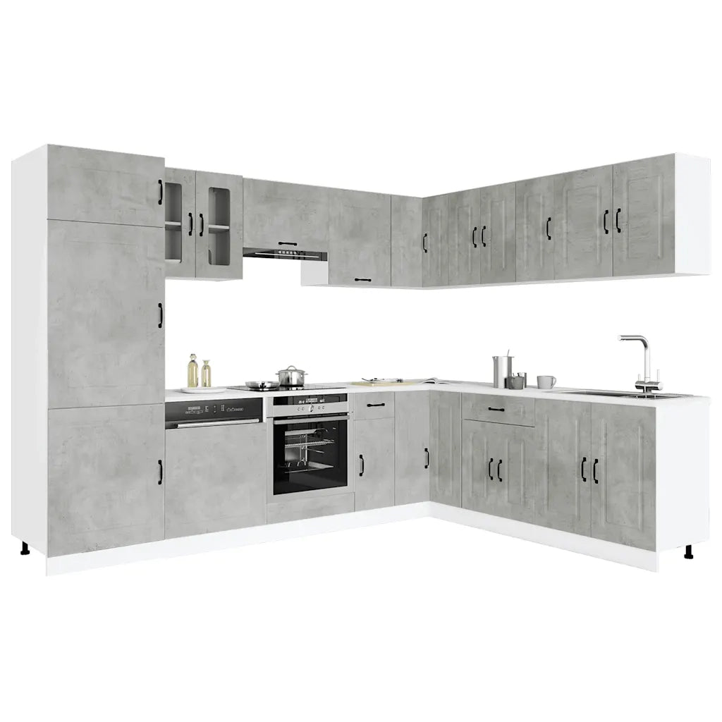 Set Mobili da Cucina 14 pz Kalmar Grigio Cemento in Truciolato 3314975