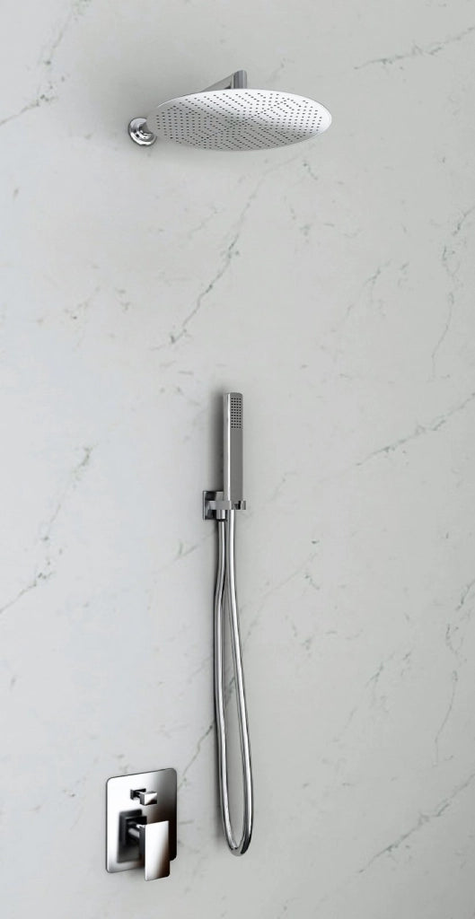 Kit doccia a 2 vie, miscelatore soffione tondo 25cm e doccetta Sicena Rotinda