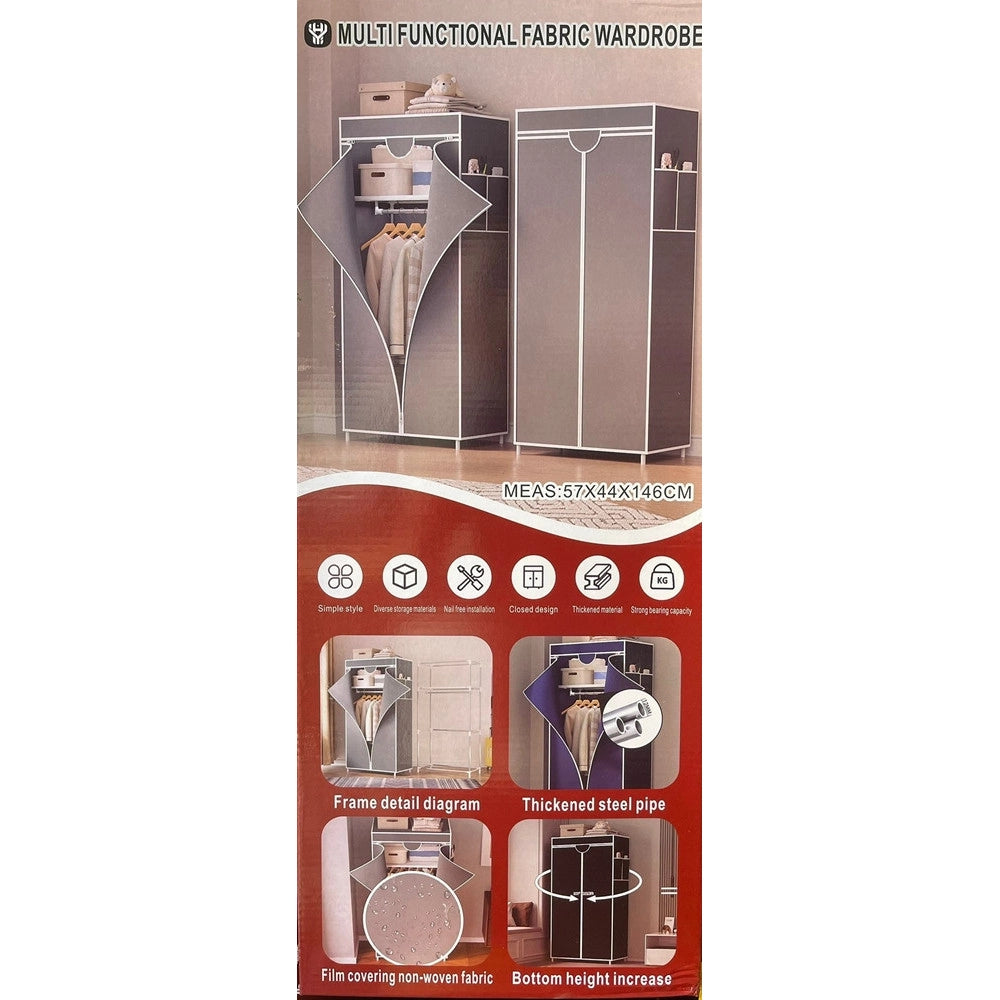 Trade Shop - Armadio Multifunzionale In Tessuto Struttura In Acciaio Rivestimento In Tessuto 57x44x146cm -