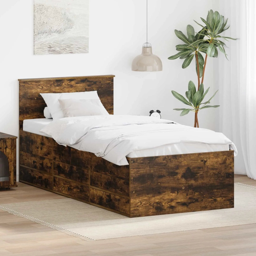 Letto singolo | Letto per adulti | Daybed Rovere Affumicato e Nero 75 x 190 cm Legno multistrato