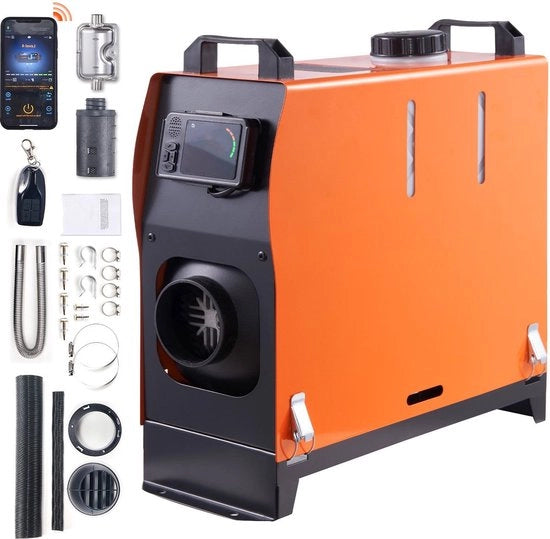 Riscaldatore a Pellette Deluxe - Con Bluetooth e Schermo LCD - Funzione Timer - Comando a Distanza - Colore Arancione