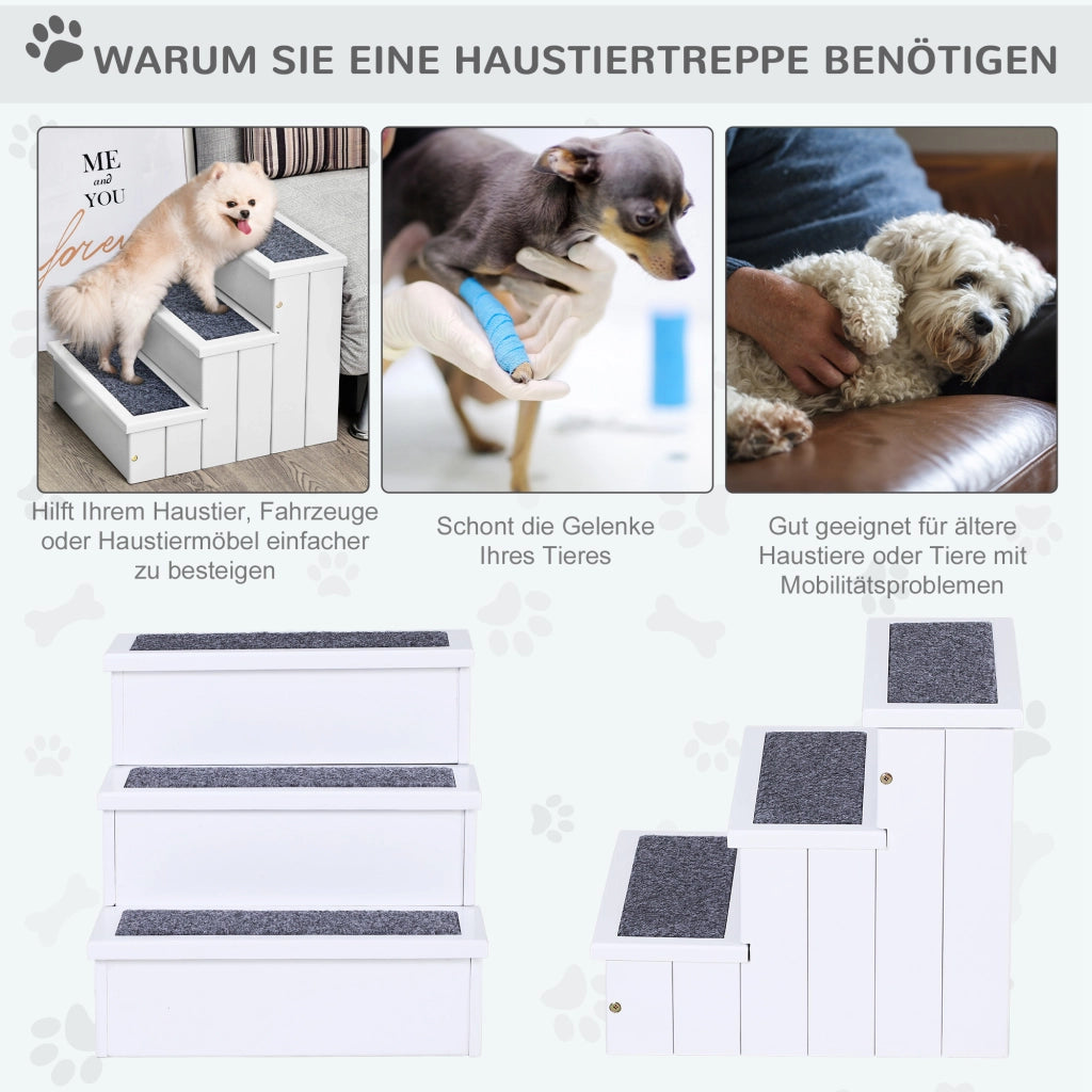 Scala per Cani 3 Gradini 38 cm ¨C Minimal ¨C Bianco