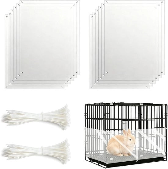 Protezione per gabbie da giardino 6 pezzi 26 x 21 cm - gabbia per coniglio, habitat per cavia - protezione trasparente con bordo e lato