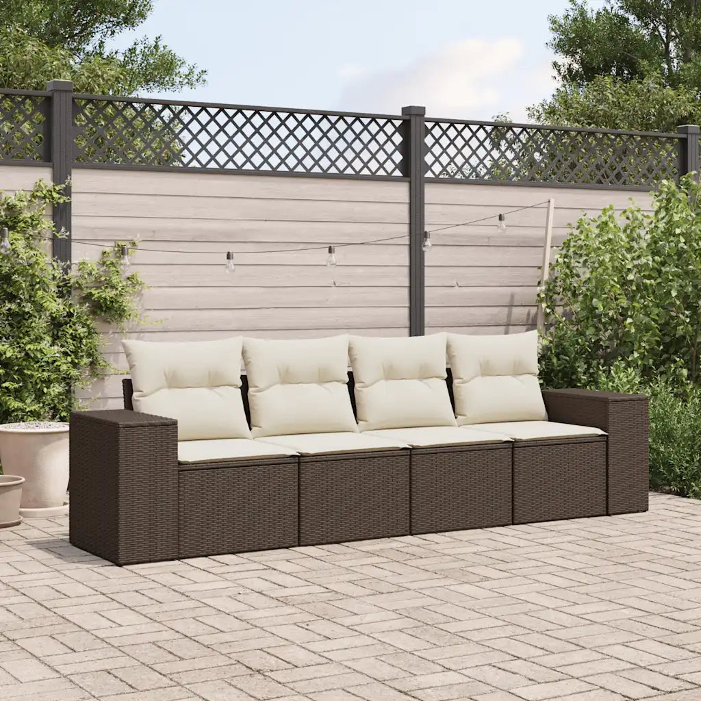 Set Divano da Giardino 4 pz con Cuscini Marrone in Polyrattan 3254620