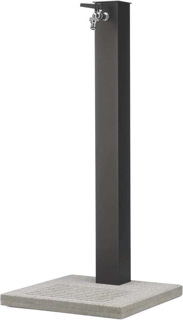 Fontana da Giardino con Rubinetto e Base in Cemento Antracite H91 Cm