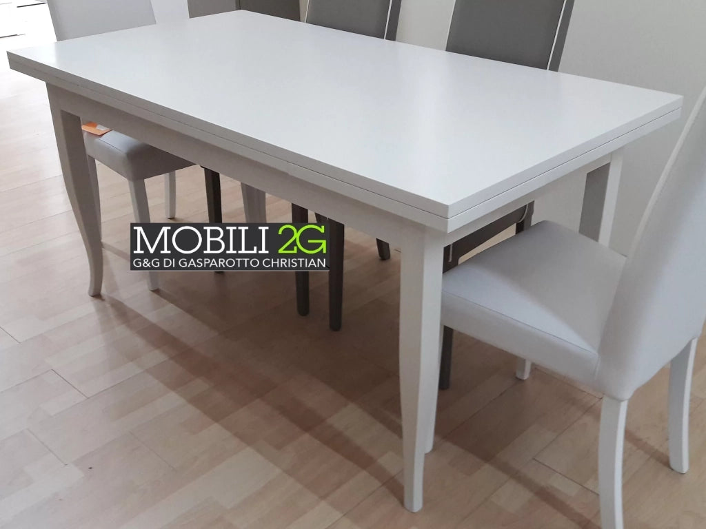 Tavolo rettangolare allungabile legno bianco 120x80 (1004) - Mobili 2G