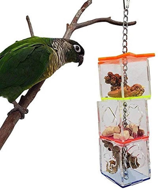 Alimentatore per Animali Domestici in Acrilico Sostenibile - 3 Blocchi di Montaggio - Bilancia per Cibo - Giocattolo per Animali Domestici - 142 g Peso - Ciotola per Cibo