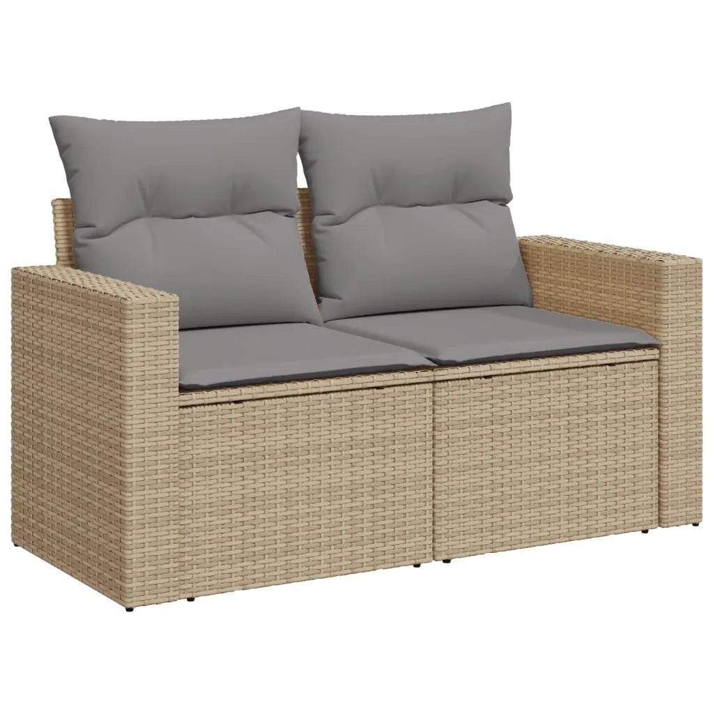 Set Divano da Giardino 6 pz con Cuscini Beige Misto Polyrattan 3256444