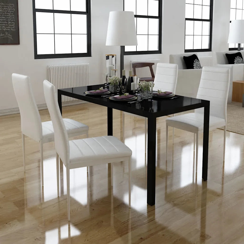 Set Tavolo da Pranzo 5 pz Nero e Bianco 242989