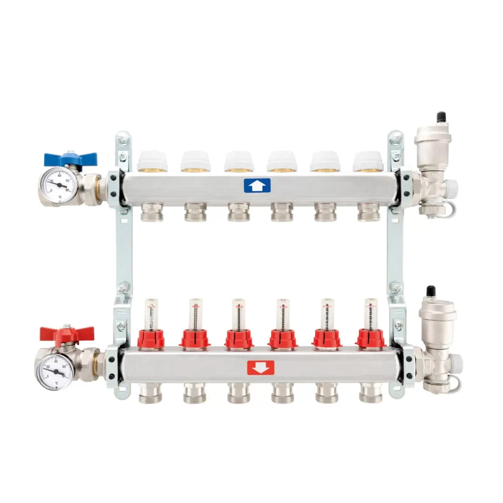COLLETTORE PREMONTATO COMPLETO CON FLUSSIMETRI- 5 vie 1x3/4- ITAP- pezzi 1