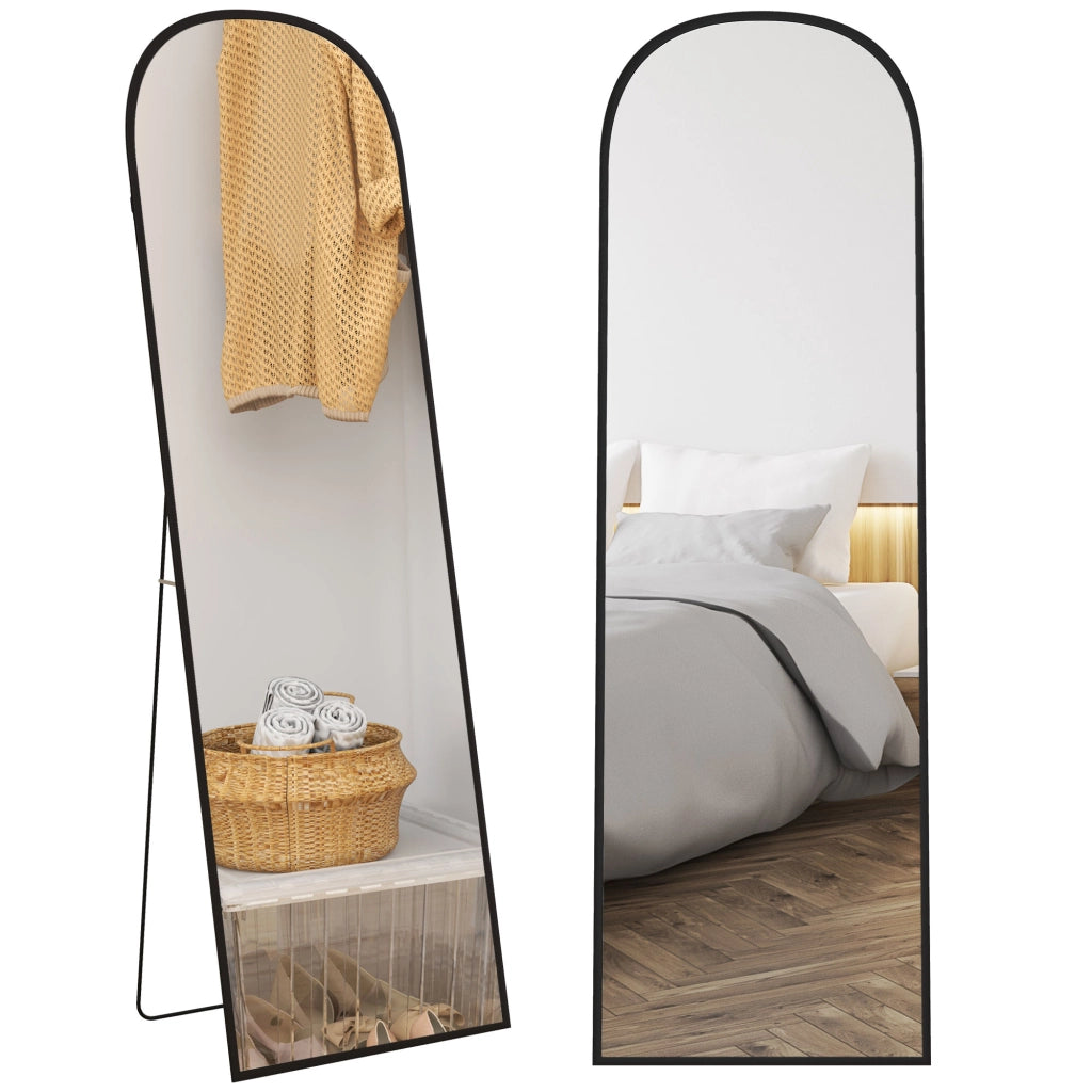 Specchio da Parete con Supporto ¨C Minimal ¨C Nero Aluminio 50x161.5 cm