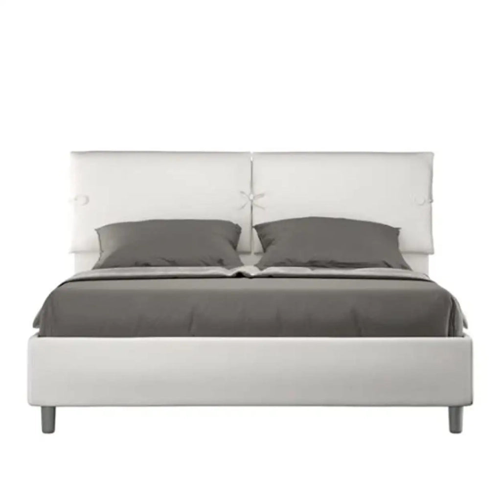 Letto matrimoniale con rete imbottito 160x190 similpelle bianco Sleeper