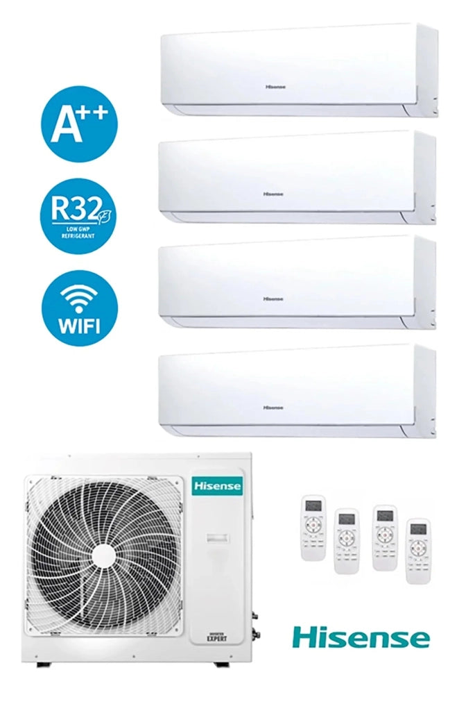 Climatizzatore Hisense Quadri Split Inverter 8,1 kW R-32 Wi-Fi - 4AMW81U4RAA, Superraffreddamento