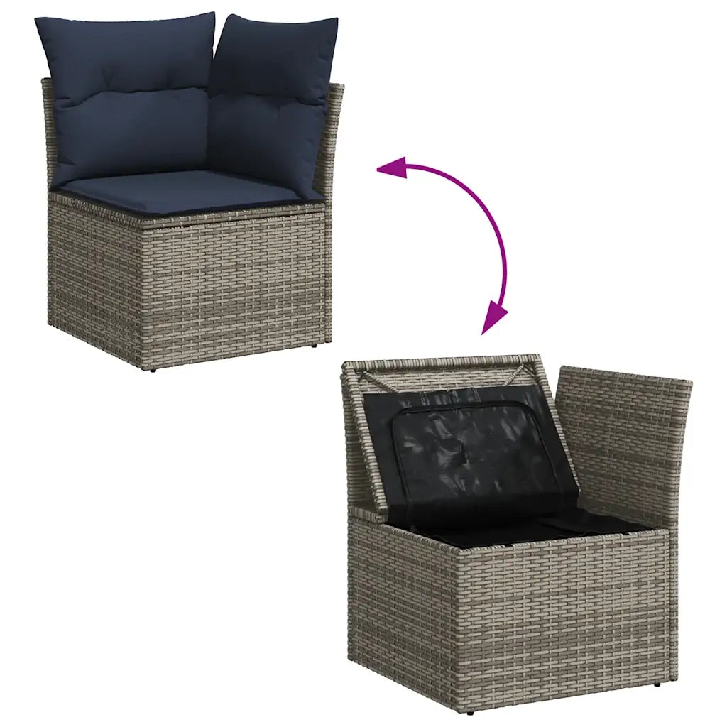 Set Divani da Giardino 14pz con Cuscini in Polyrattan Grigio 3256292