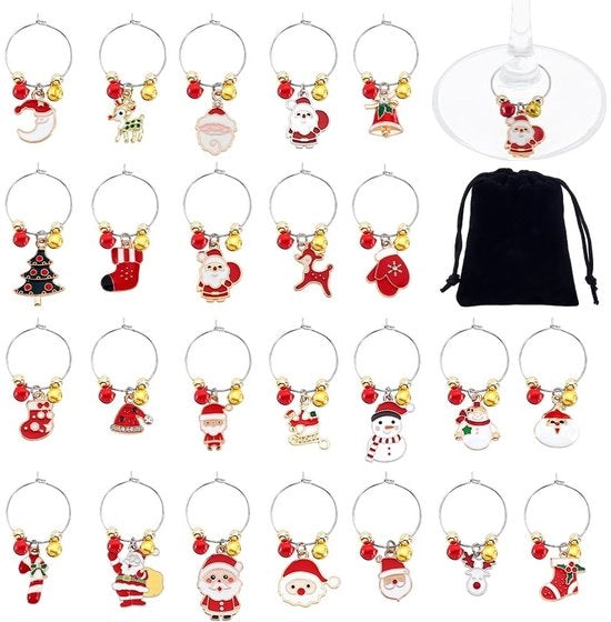24 Stuks Vasi da Vino Rosso per Feste e Cene di Natale