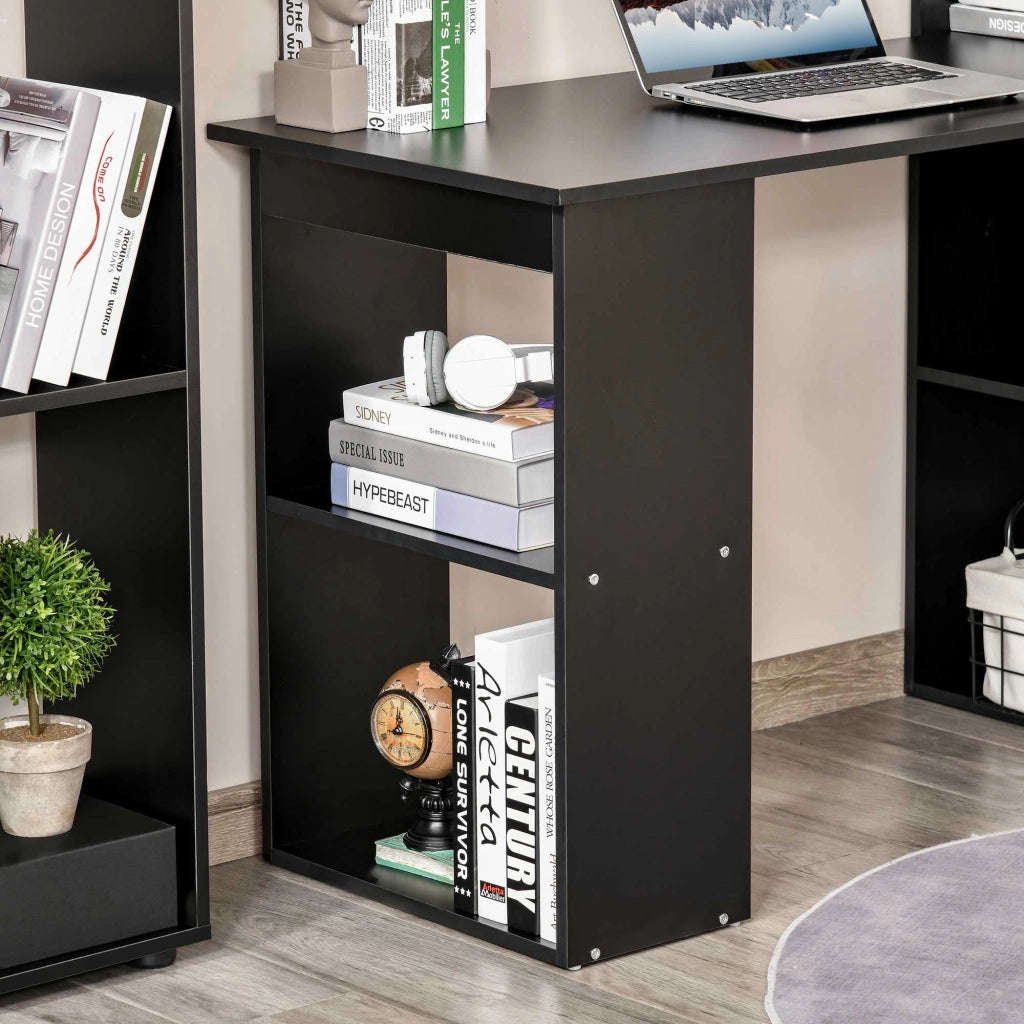 Scrivania da Ufficio 6 Ripiani Laterali 120x55x120 cm in Legno Nero