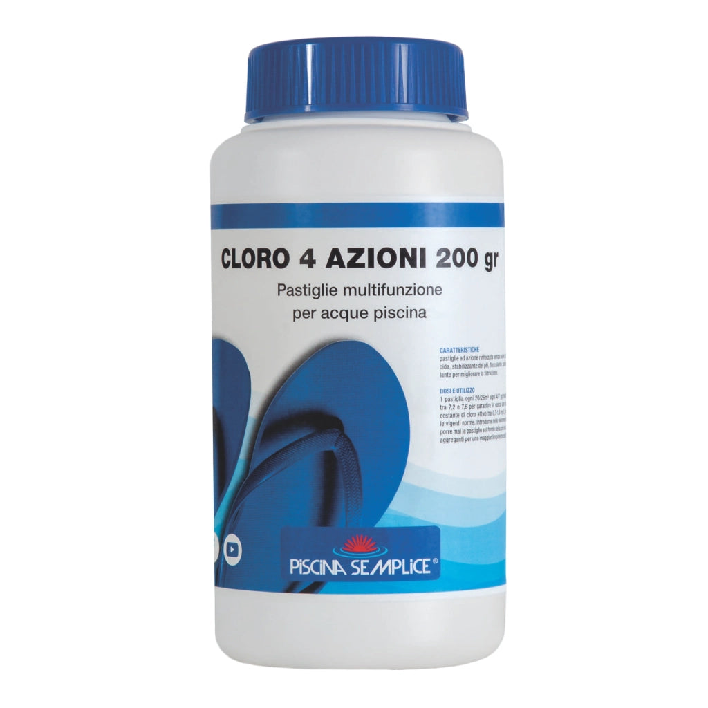 CLORO 4 AZIONI IN PASTIGLIE DA 200GR PER PISCINE