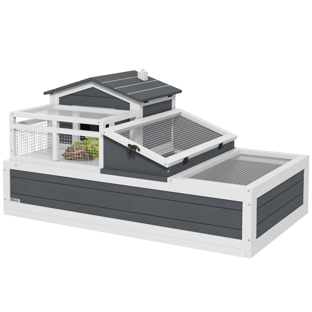 Casa per tartarughe a 2 livelli ¨C zephmum ¨C Legno di pino, Grigio