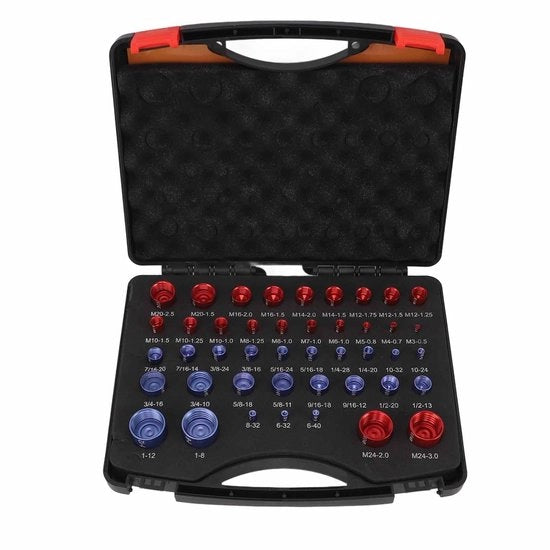 Set di misurazione a spirale 44 pezzi - Misure in polliche e metri - Contafiletti con identificazione - Materiale in lega di alluminio - Scatola di organizzazione con schiuma - Set di misurazione a spirale con contenitore