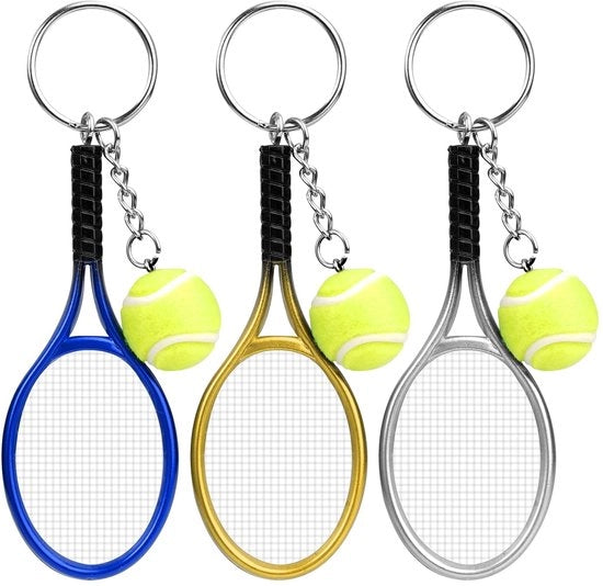 Accessori da tennis - Mini pallina da tennis - Chiave da golf - Accessori da golf - Giallo, argento, blu - Accessori da golf per sportivi - Unisex per appassionati di sport