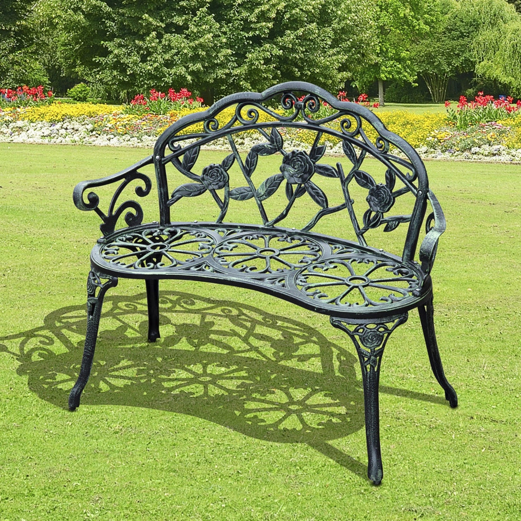Panca da giardino Panca Arredamento da giardino in metallo a 2 posti 100 x 54 x 78 cm
