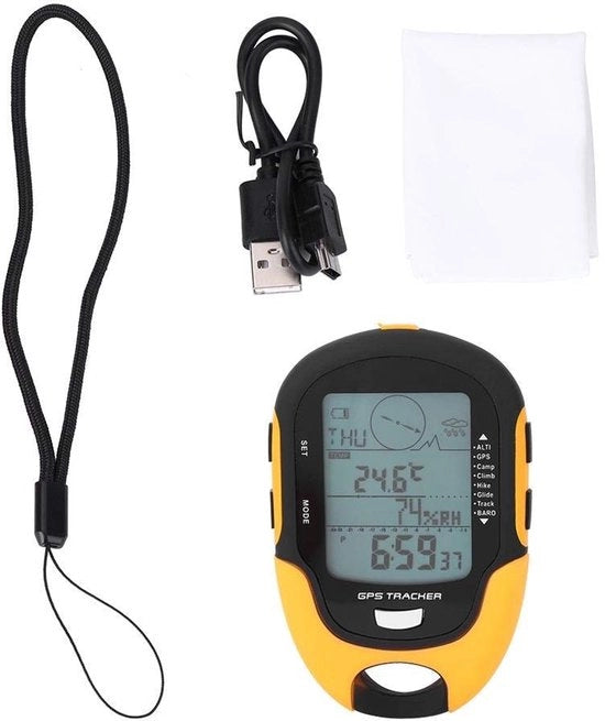 Multifunzionale altimetro digitale con navigazione GPS - Previsioni meteorologiche - Disponibile in giallo nero - Termometro - Adatto per attività all'aperto