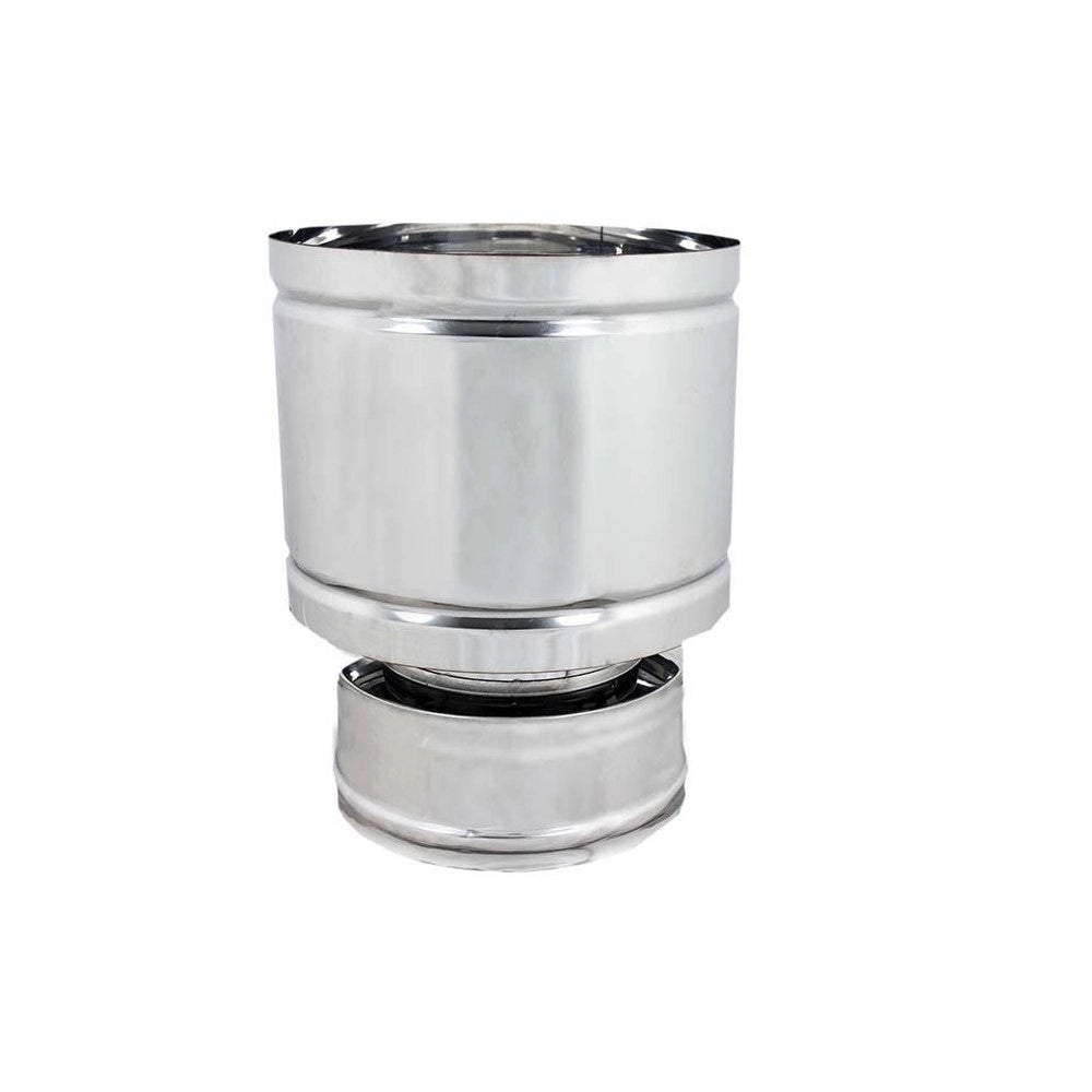 Fumaiolo da 200-250mm terminale tipo botte 4 venti inox aisi 304 base tonda doppia parete