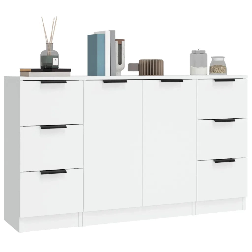 Credenze 3 pz Bianco in Legno Multistrato 3115836