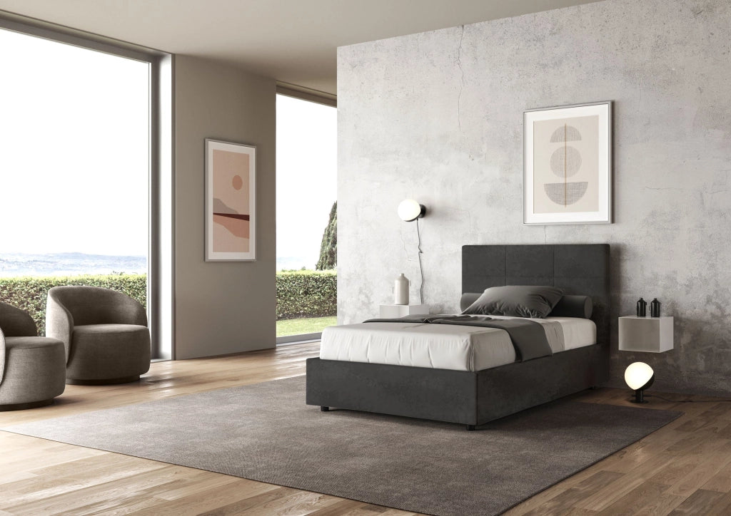 Letto 1 Piazza e Mezzo 120x200 cm con Rete Mika Grigio