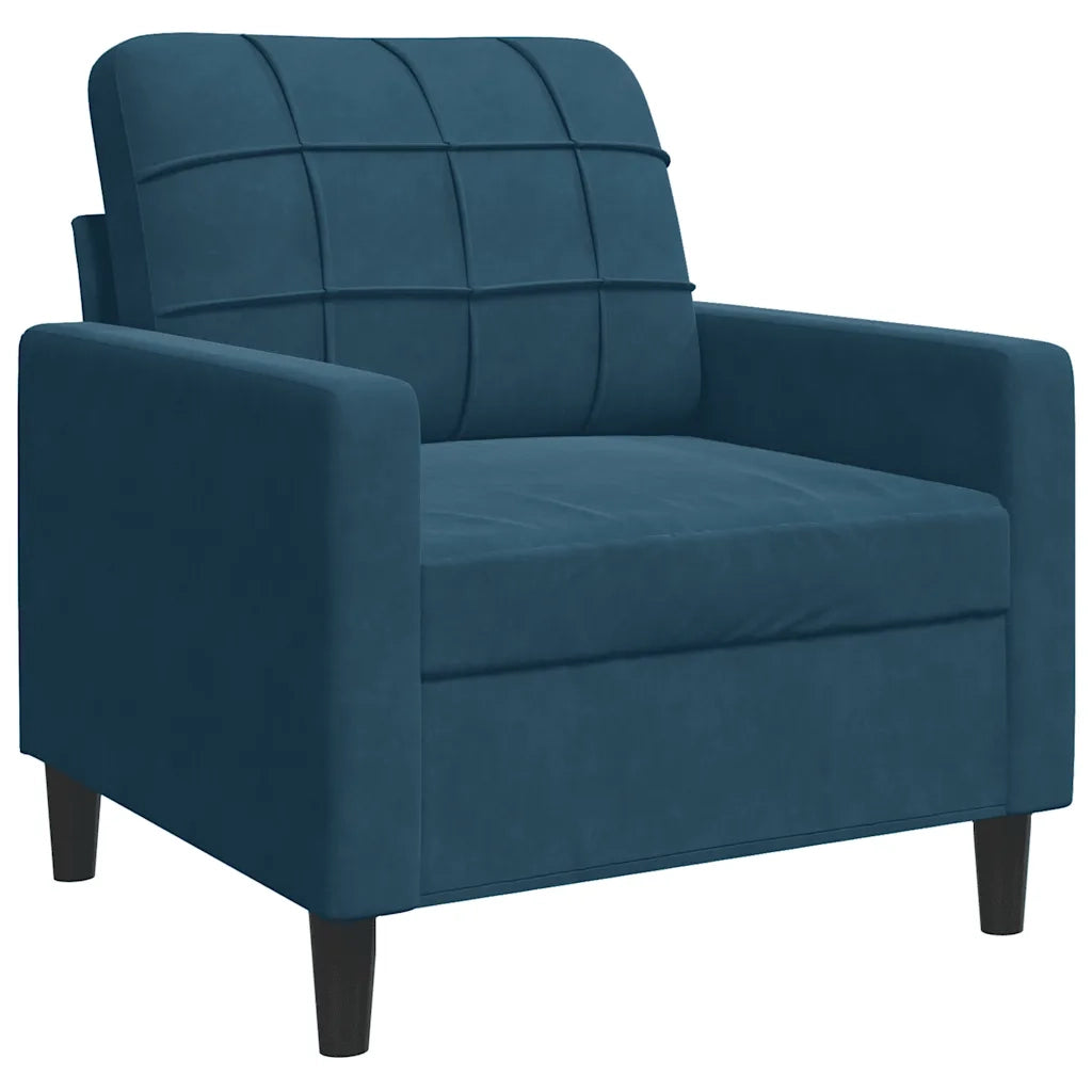 Set di Divani 3 pz con Cuscini e Rinforzi Blu in Velluto 3278380