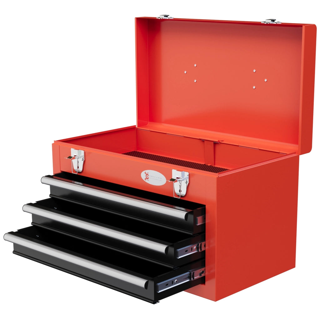 Cassettiera Porta Attrezzi con 3 Cassetti ¨C Minimal ¨C Acciaio, Rosso, 45x24x27cm