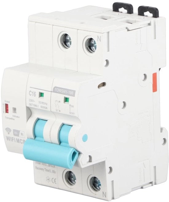 Interruttore di Corrente WiFi - Interruttore di Corrente Intelligente - Monitoraggio in Tempo Reale - 16A - Adatto per Uso Industriale - TOWSM1-100