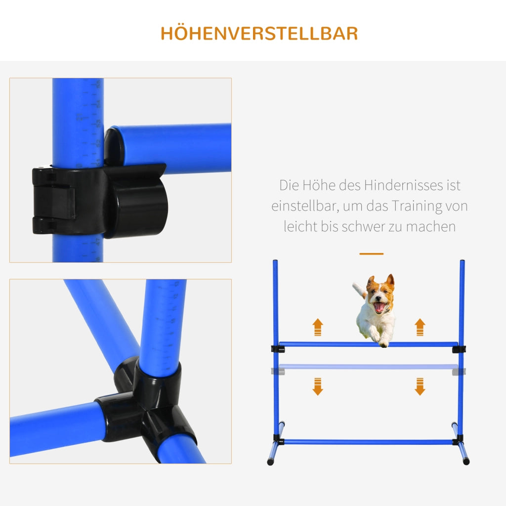 SET Agility per cani 99x65x94 cm regolabile in altezza, plastica blu