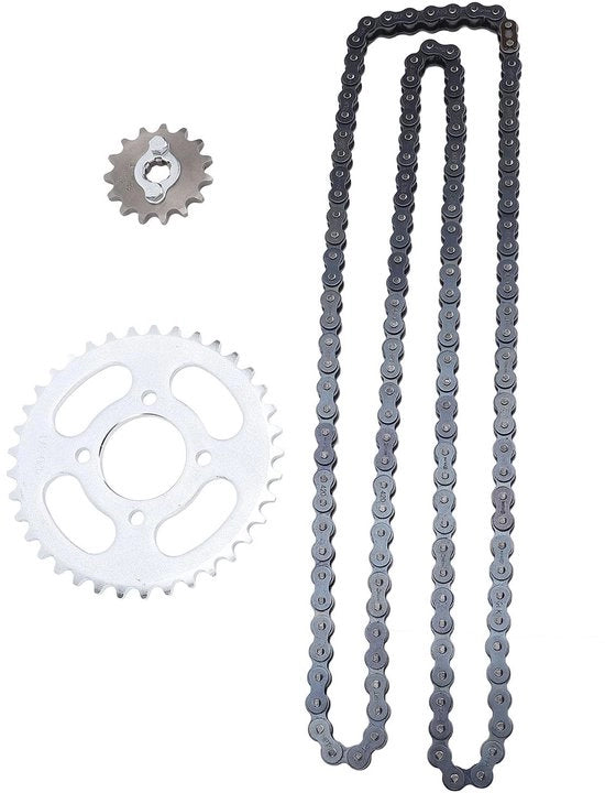 Set di catene di sostituzione - 420 catena - 420 ruota dentata anteriore 15T - 420 ruota dentata posteriore 37T - Alta resistenza - Materiale duraturo - Sistema di trasmissione