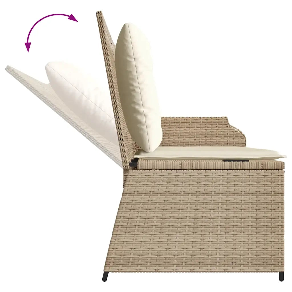 Panca Reclinabile da Giardino con Cuscini Beige in Polyrattan 368941