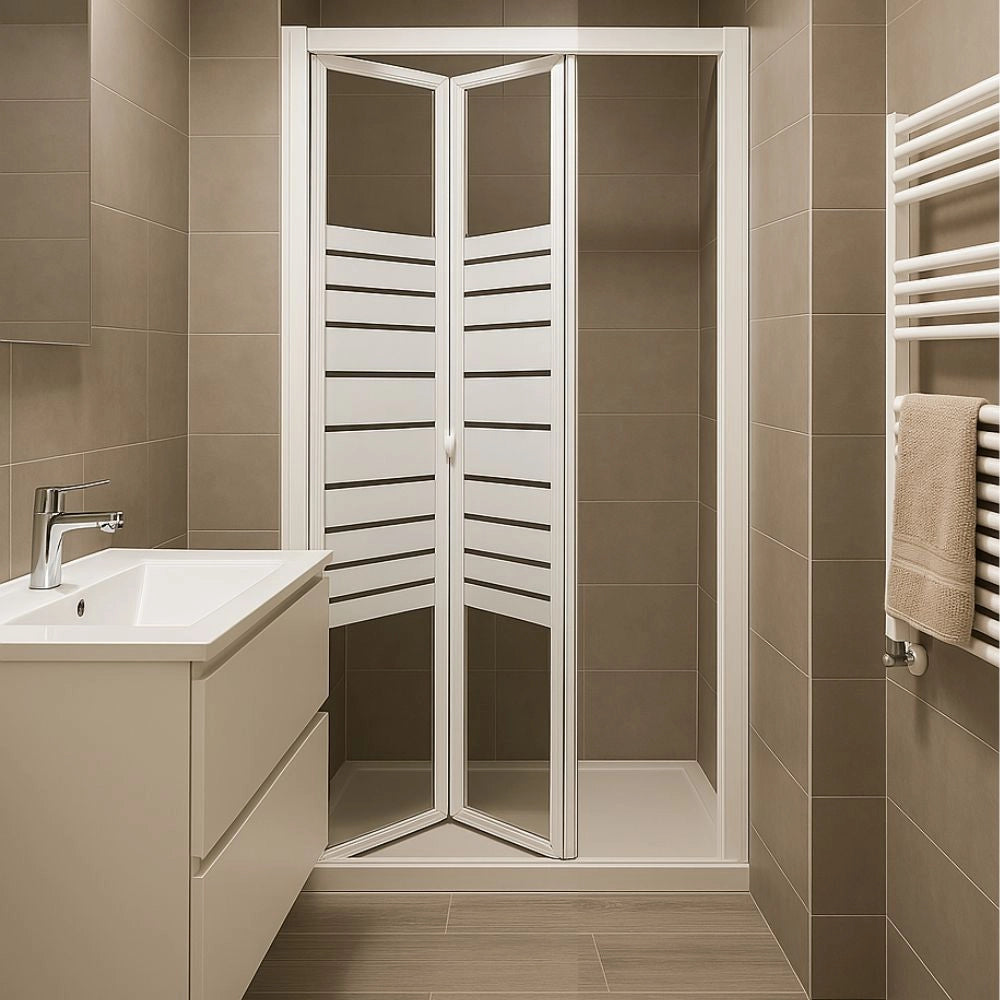 Porta doccia a soffietto book cristallo temprato profilo bianco bianco *** misure 66-70xh190 cm serigrafato, confezio...