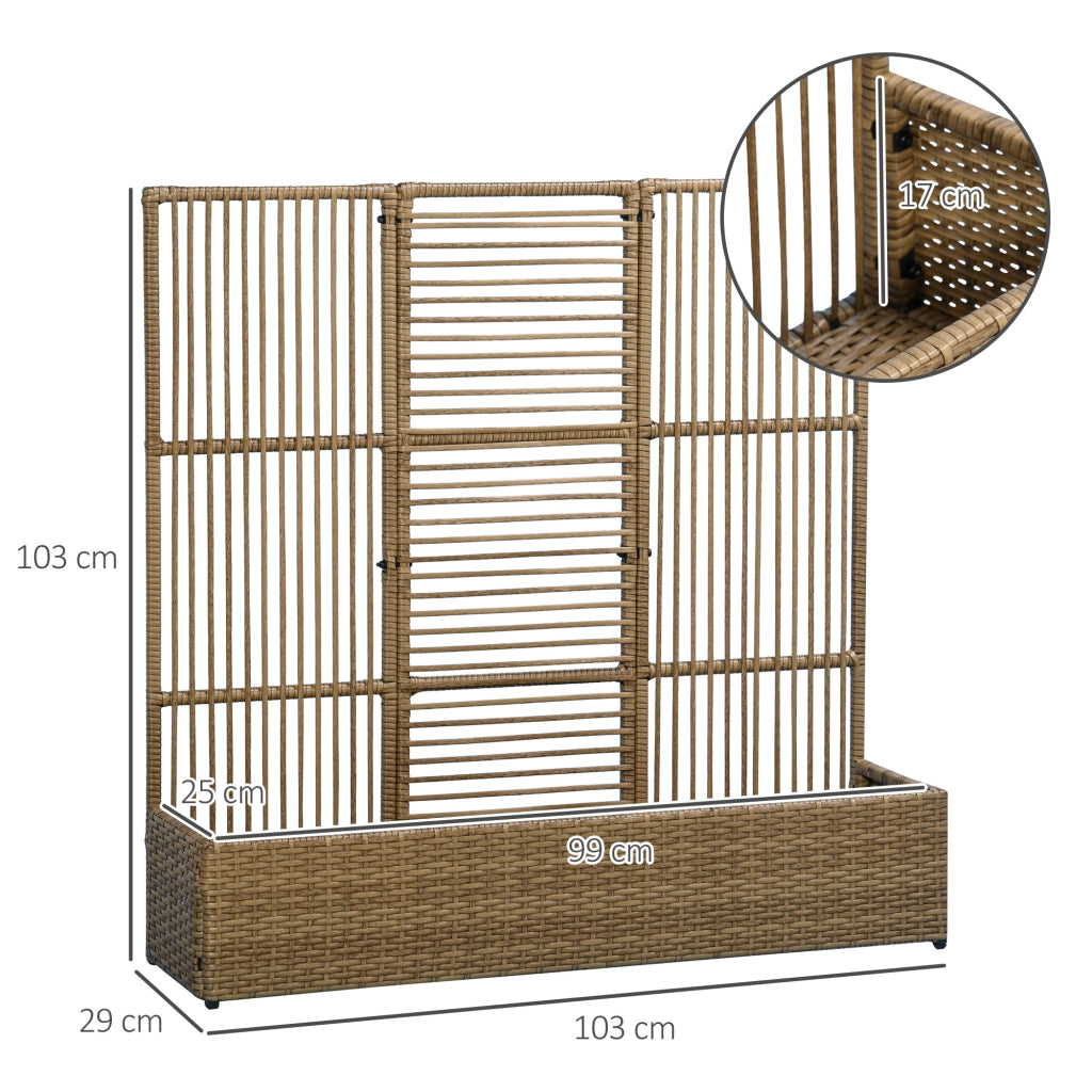 Fioriera con grigliato ¨C Minimal ¨C Polyrattan, sabbia, 103x29x103 cm