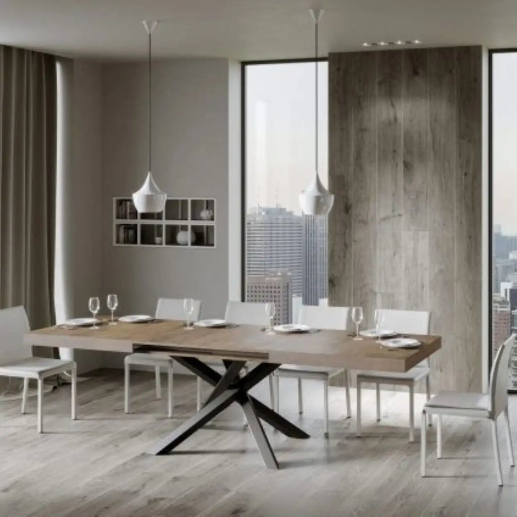 Tavolo allungabile 180/440x90 cm Volantis colore noce gambe antracite