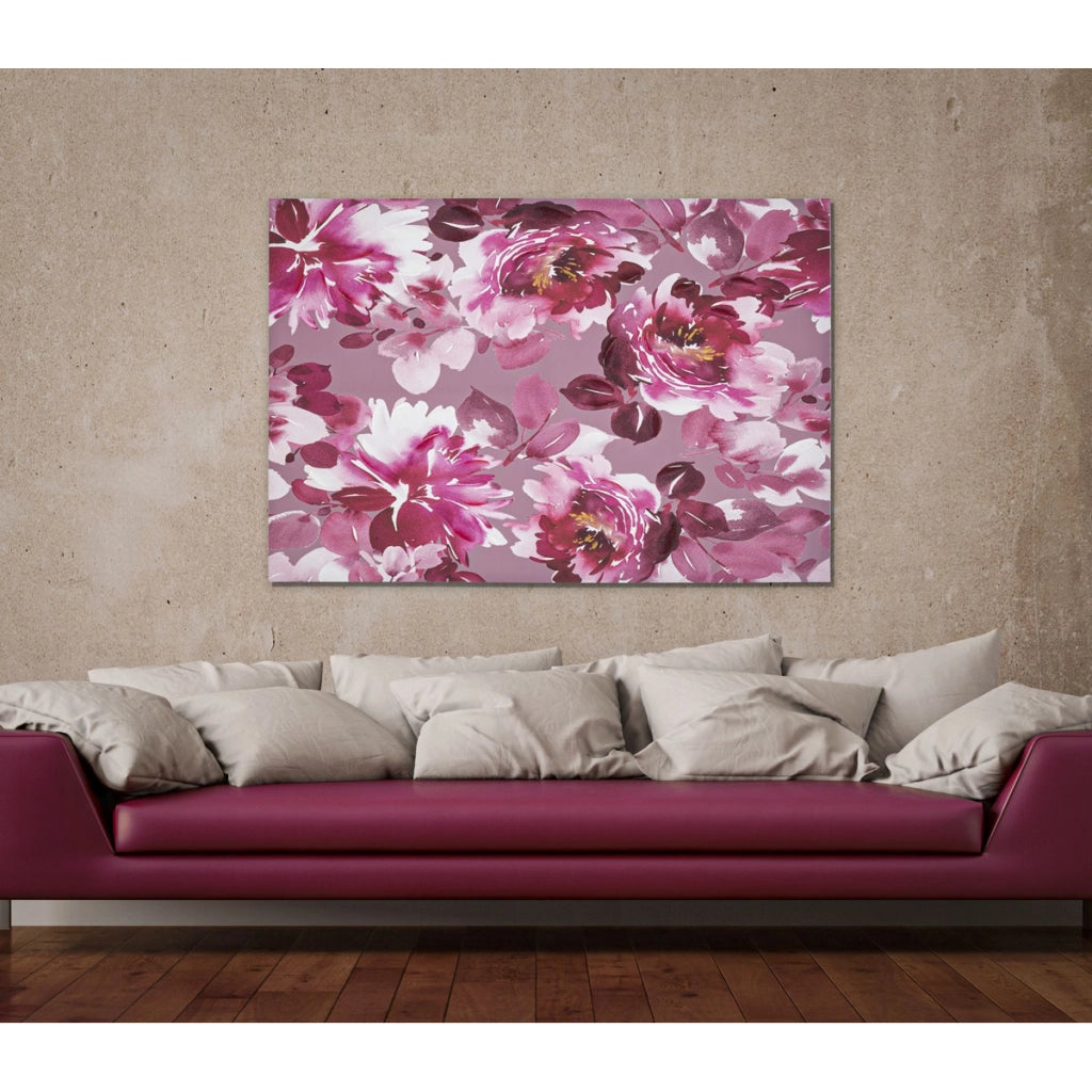 Stampa su Tela Fiori 60, Multicolore, Legno, 80x3x120 cm