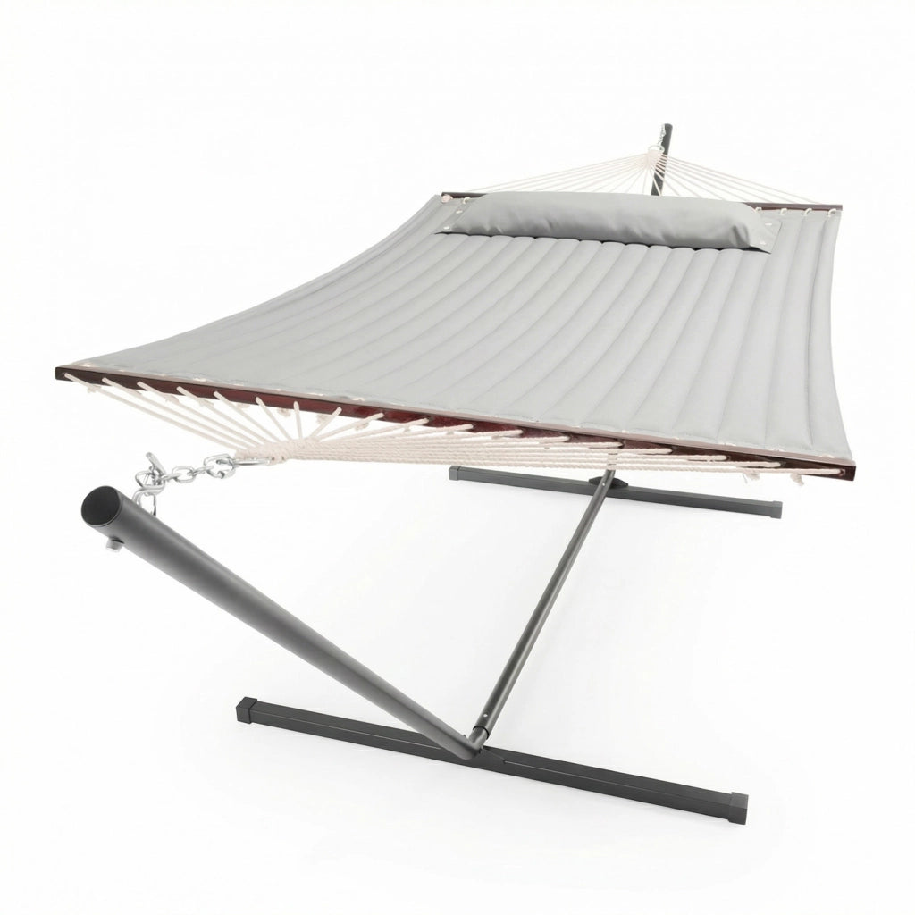 Amaca Con Supporto Ideale Per 2 Persone In Acciaio Per Giardino Terrazzo Balcone Piscina Tessuto Traspirante Resistente Relax Esterno Facile Montaggio 350 x 120 Cm Grigio