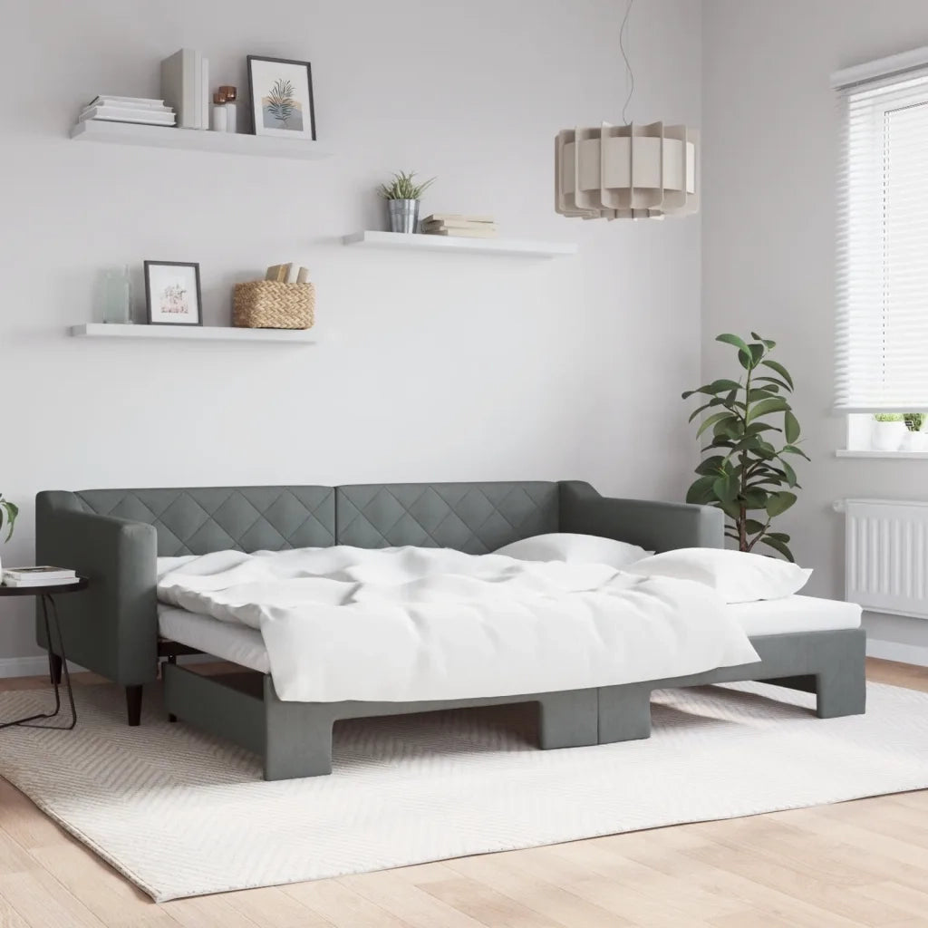Divano Letto con Letto Estraibile Grigio Scuro 90x200cm Tessuto 3197427