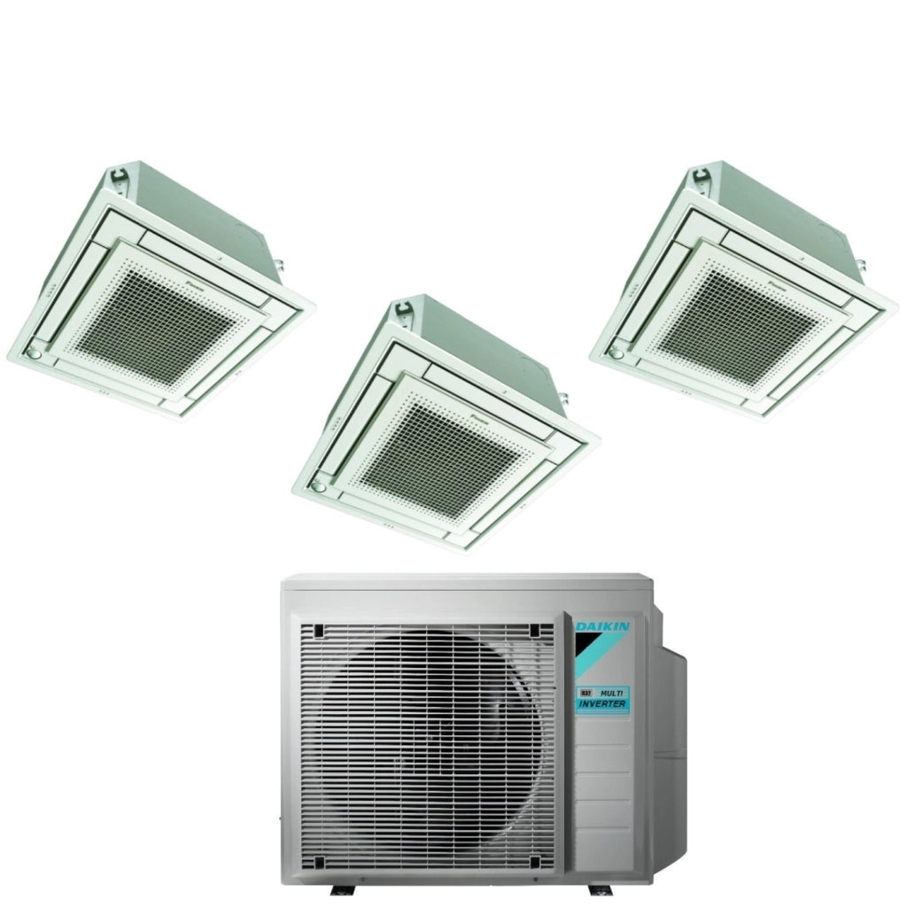 Climatizzatore Condizionatore Daikin Bluevolution Inverter Trial Split a Cassetta FFA-A 9+9+12 con 3MXM68N R-32 Wi-Fi Optional Con Griglia Bianca Inclusa 9000+9000+12000 - Garanzia Italiana