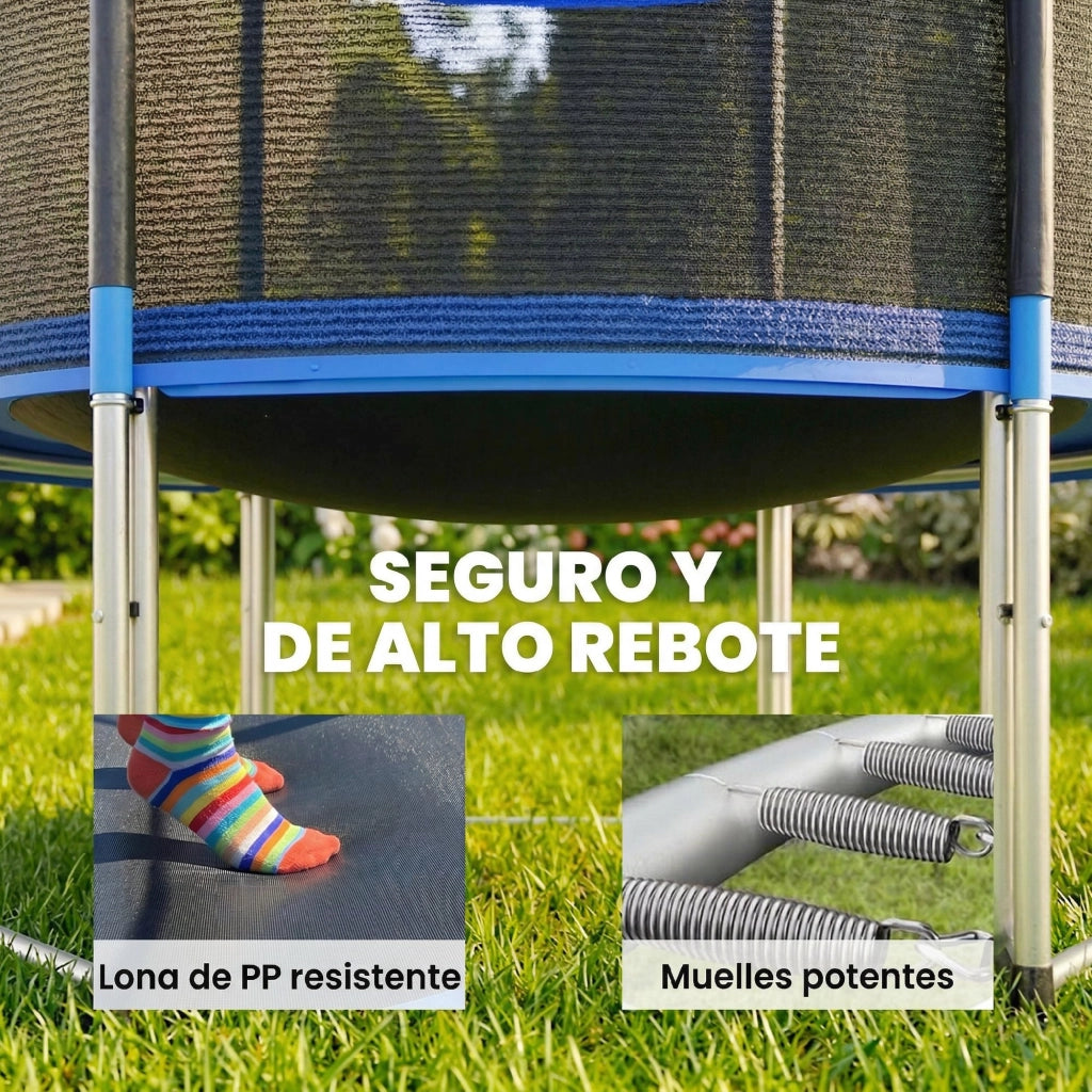 Trampolino Esterno per Bambini con Rete di Sicurezza e Scala ¨C Minimal ¨C ?183 cm Blu