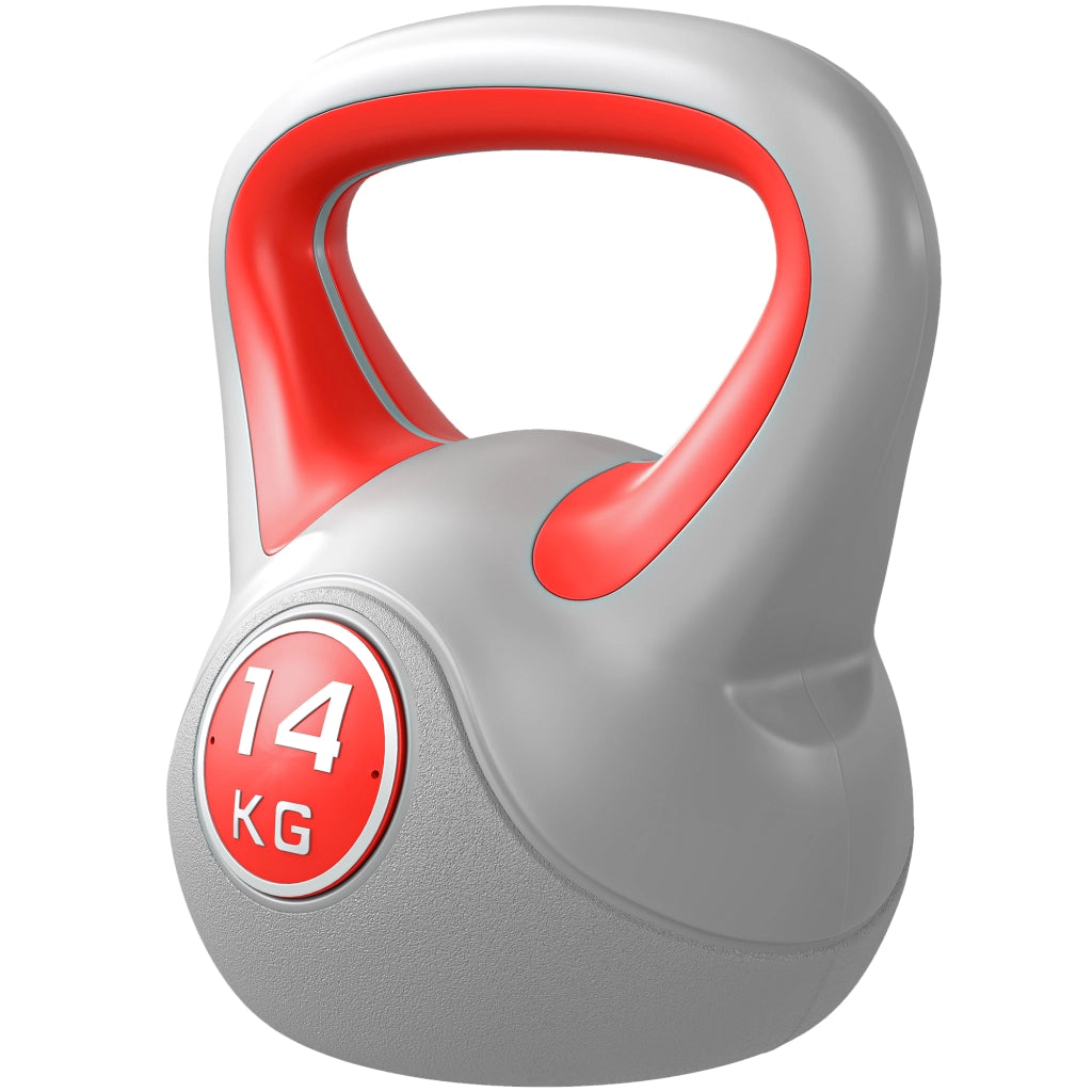 Kettlebell 14 kg ¨C Xylo ¨C impugnatura ergonomica, allenamento muscolare, 26x18x32 cm, rosso