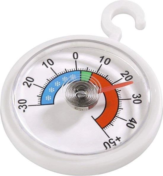 Termometro analogico per frigorifero, congelatore e cella frigorifera -30°C a +50°C, rotondo, bianco