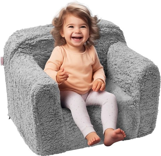 Sedile per bambini - Sedia per bambini - Bancarella per bambini - Divano per bambini - Sedile per bambini per bambini e ragazzi - Sedile per bambini in fleece - colore grigio
