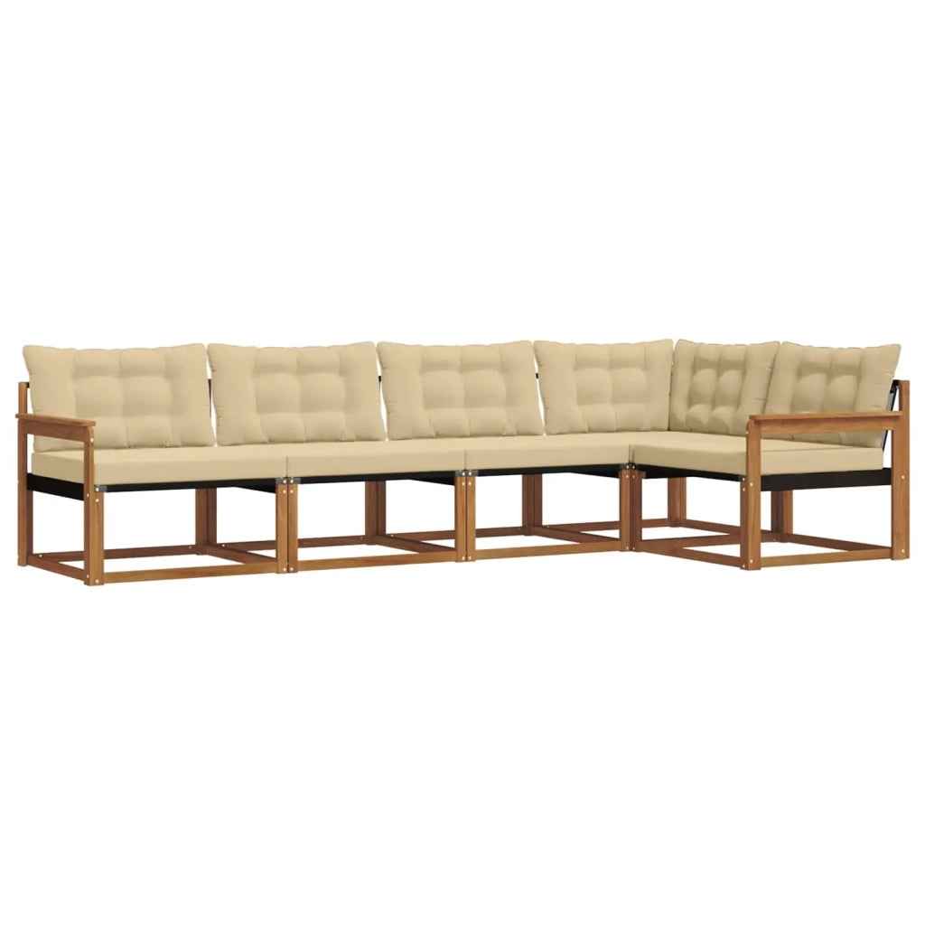 Set di divani da esterno con cuscino 5 pcs Naturale e Beige 3369452