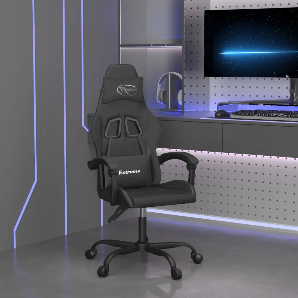 vidaXL Sedia da Gaming Girevole Nera in Similpelle