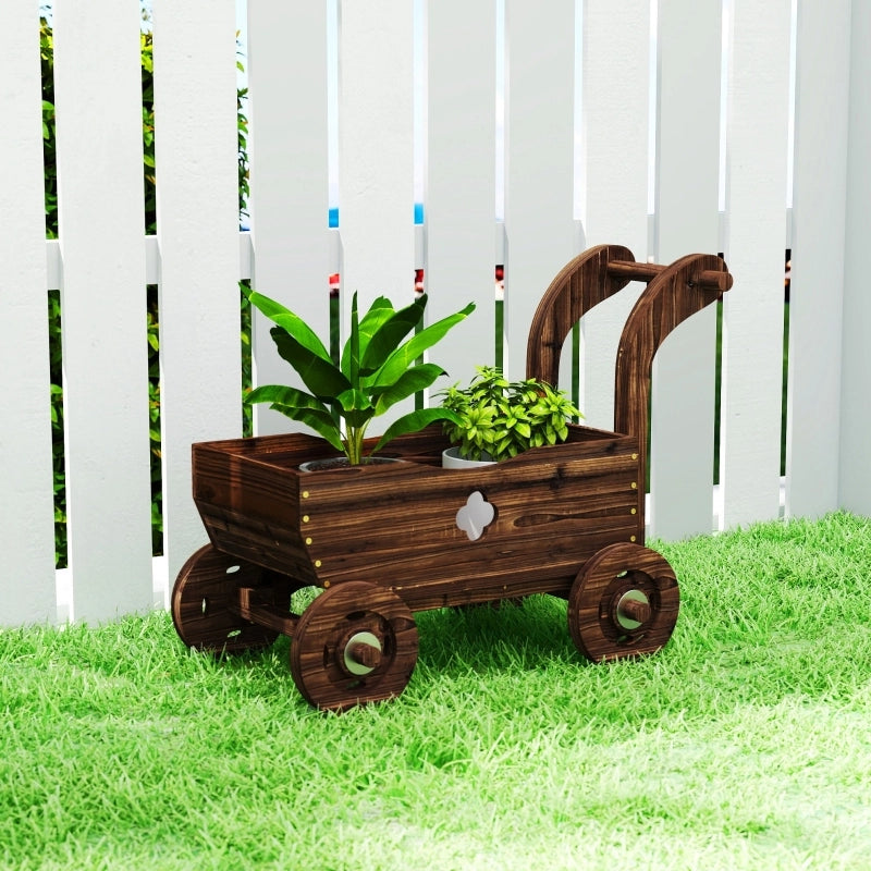 Cassetta rialzata in legno per esterno con design a carro vintage, 57 x 31 x 19,5 cm