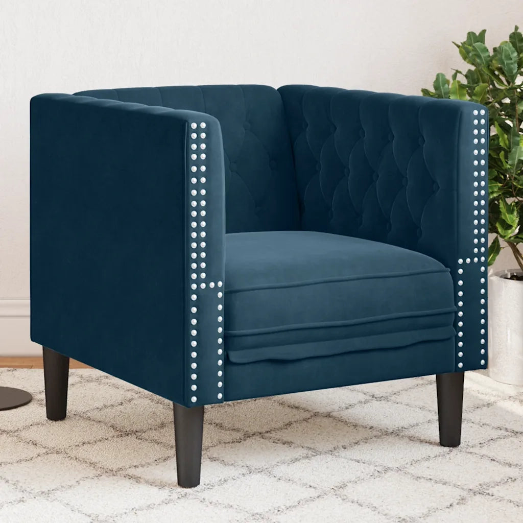 Poltrona Chesterfield Blu in Velluto 372681